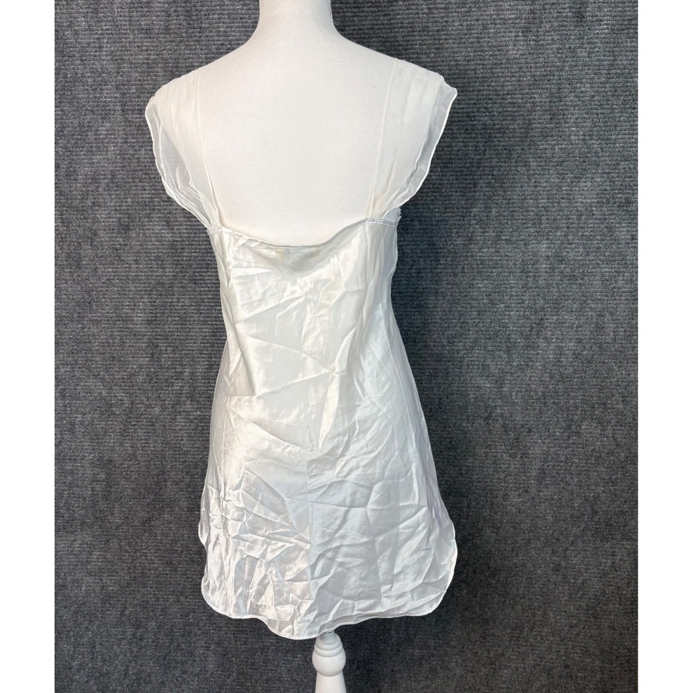 Vintage Dentelle White Satin Lace Slip Dress Nightgown Coquette Fairycore Size S - Picture 4 of 6